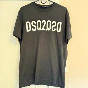 DSQUARED2 Crew Neck Short Sleeve Tee Black White Size L 100% Cotton